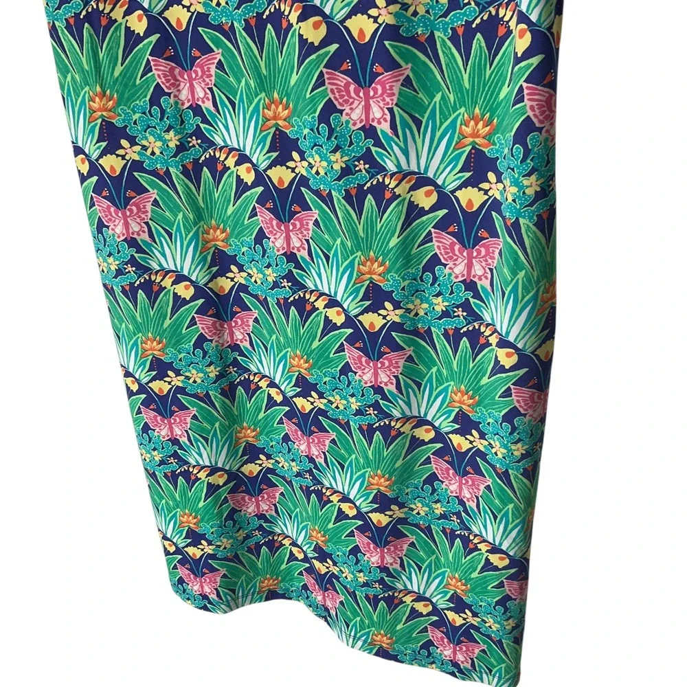 J.McLaughlin Womens Sleeveless Shift Dress Green Butterfly Botanical Print Sz M - Picture 3 of 7